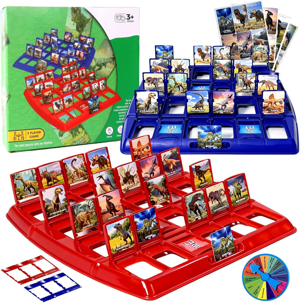 Guessing Board Game for Kids & Adults, Who is It, Dinosaur Animals for 2 Players, Fun Puzzle Game for Travel, Parties & Game Night