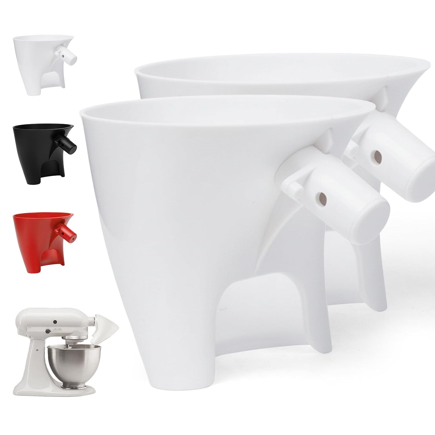 Flour Funnel for Kitchen Aid Mixer, 2pc Plastic Flour Funnel Attachment for KitchenAid Stand Mixer, for 4.5–5qt Tilt-Head Models, Suitable for Flour, Sugar, and Egg Liquid