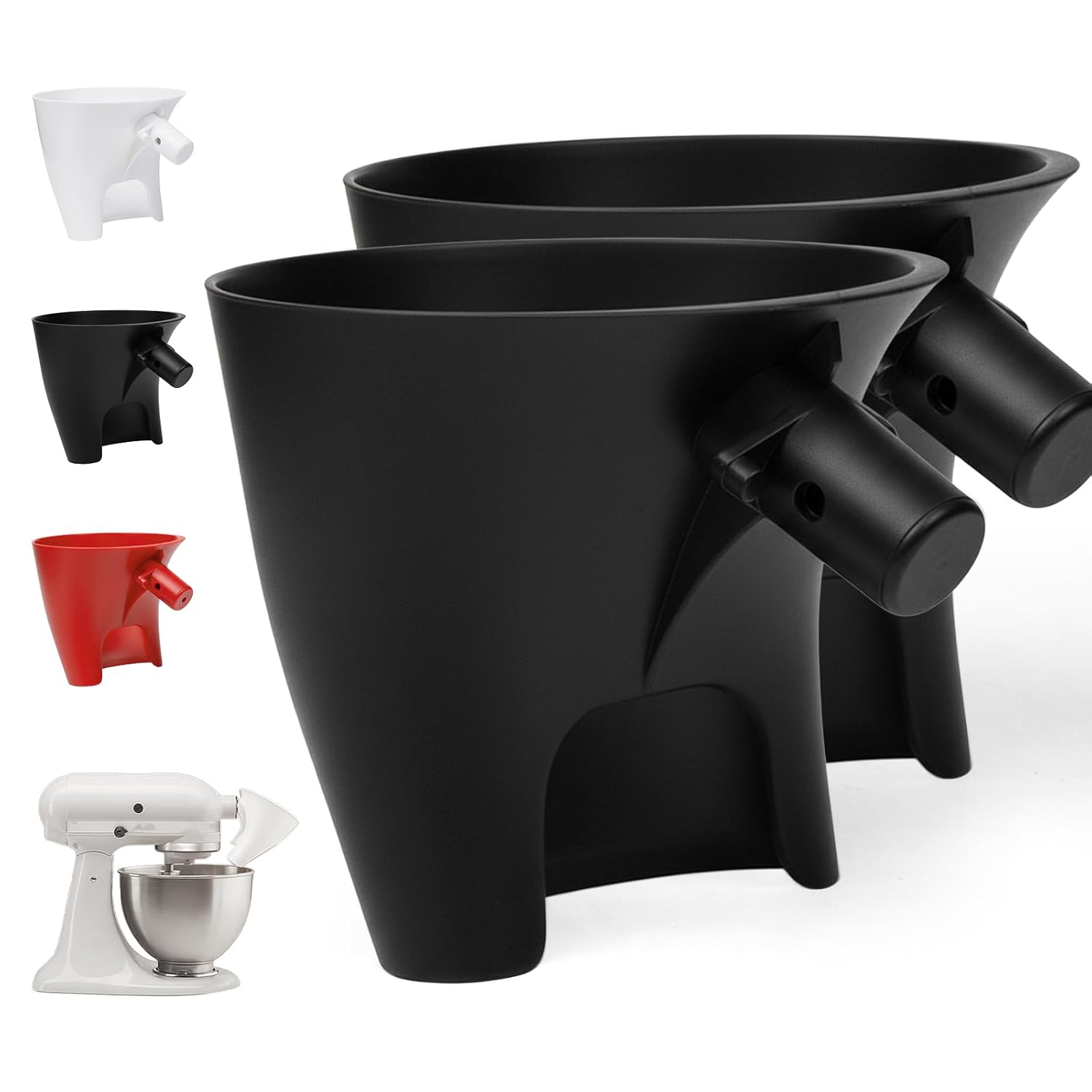 Flour Funnel for Kitchen Aid Mixer, 2pc Plastic Flour Funnel Attachment for KitchenAid Stand Mixer, for 4.5–5qt Tilt-Head Models, Suitable for Flour, Sugar, and Egg Liquid