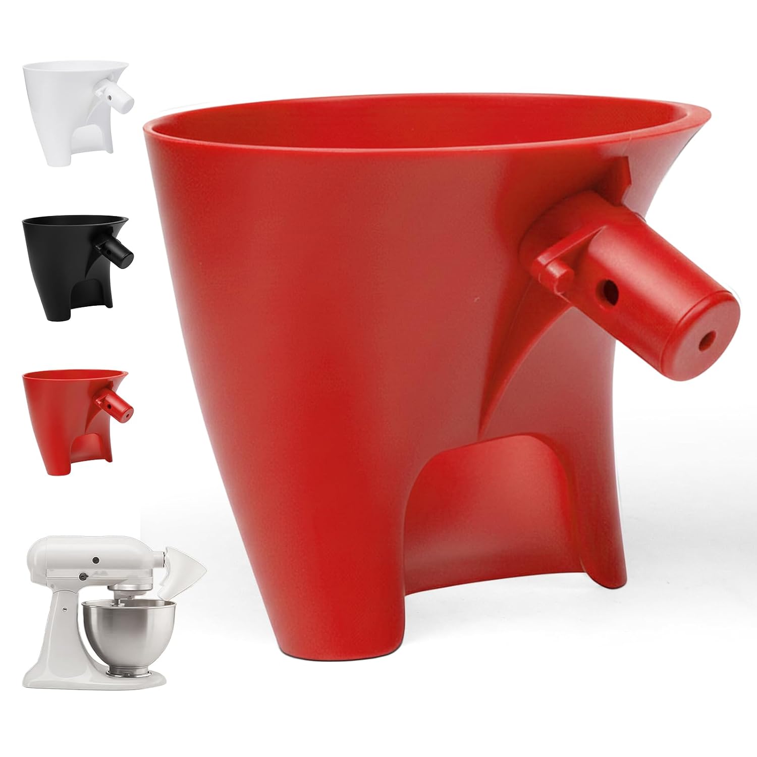 Flour Funnel for Kitchen Aid Mixer, 2pc Plastic Flour Funnel Attachment for KitchenAid Stand Mixer, for 4.5–5qt Tilt-Head Models, Suitable for Flour, Sugar, and Egg Liquid