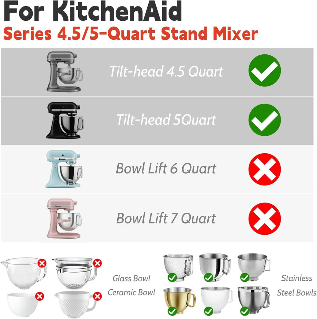 Silicone Bowl Liners for KitchenAid 5 Qt Stand Mixer, Foldable, Thick, Suitable for Both Hot and Cold Use, Easy to Clean for Cooking, 3 Silicone Mixing Bowl Insert with 3 Lids(Black White Red)