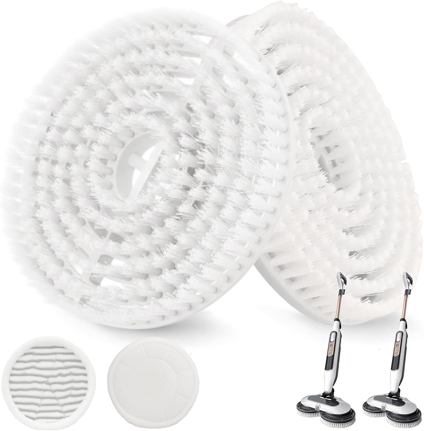 Brush for Shark Steam Mop, Upgraded Steam Mop Replacement Brush Heads for Shark Steam and Scrub Mop S7000/S7001/S8021/S8001 for Deep Clean Kitchens and Bathrooms (2 Blue Brush and 2 White Pads)