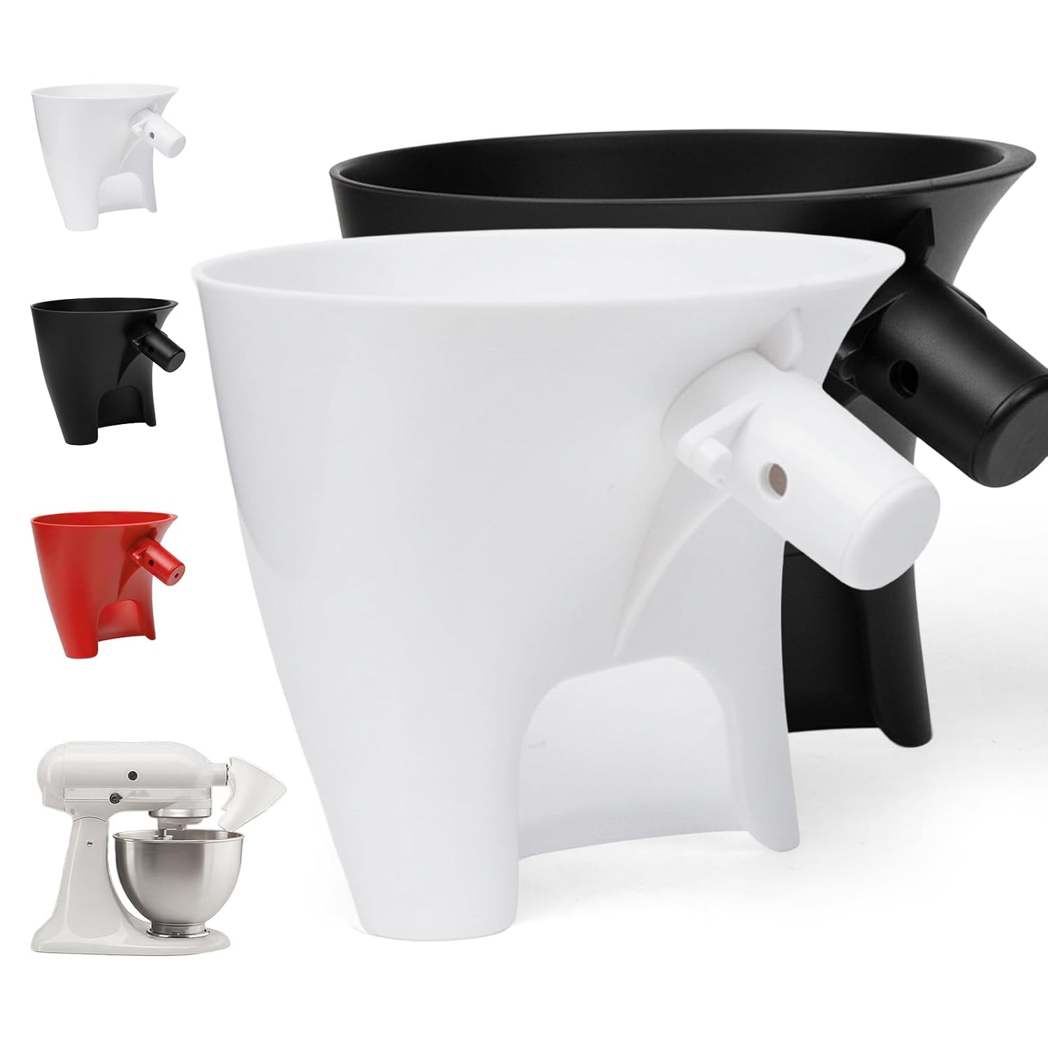Flour Funnel for Kitchen Aid Mixer, 2pc Plastic Flour Funnel Attachment for KitchenAid Stand Mixer, for 4.5–5qt Tilt-Head Models, Suitable for Flour, Sugar, and Egg Liquid