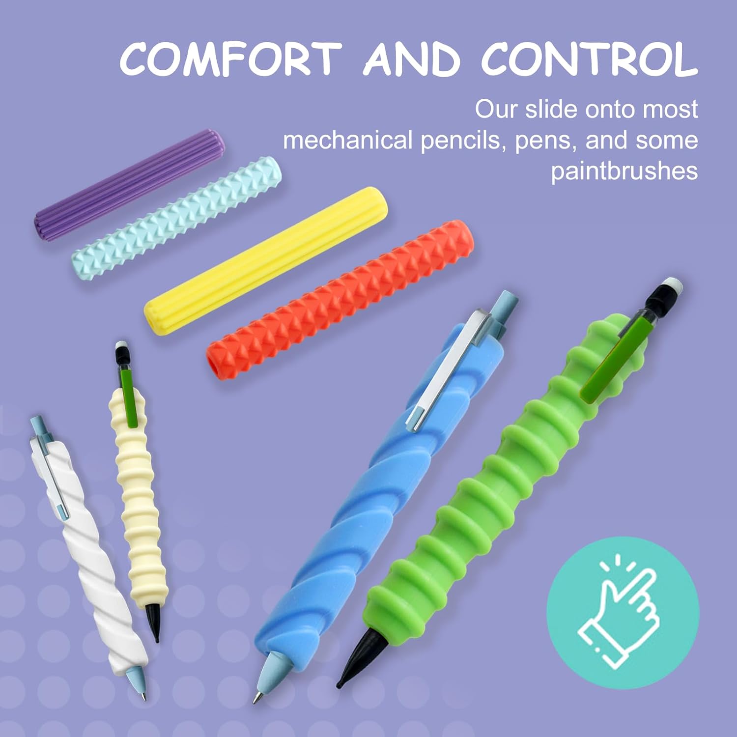 Pencil Grips, 4-Pack Textured Silicone Sleeves for Mechanical Pencils, Sensory Fidget ADHD Tool for Kids and Adults, Quiet Fidget Tools for Classroom Focus, Anxiety Relief (8 Set)