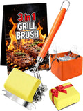 Professional 3-in-1 Grill Brush and Scraper with Collapsible Waterproof Bucket - 18" Detachable Long Handle BBQ Cleaner - Includes Safety Second Sweep Sponges - Complete Grilling Tool Set Gift for Men