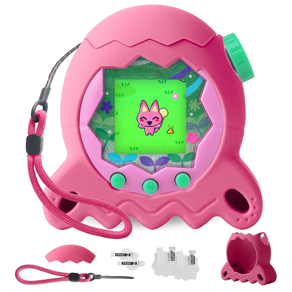 Silicone Case for Tamagotchi Paradise Electronic Pet, Protective Cover with Screen Protector and Lanyard for Tamagotchi Paradise Accessories