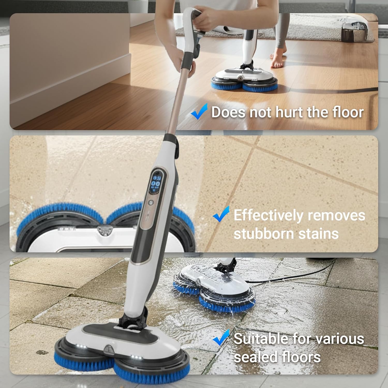 Brush for Shark Steam Mop, Upgraded Steam Mop Replacement Brush Heads for Shark Steam and Scrub Mop S7000/S7001/S8021/S8001 for Deep Clean Kitchens and Bathrooms (2 Blue Brush and 2 White Pads)