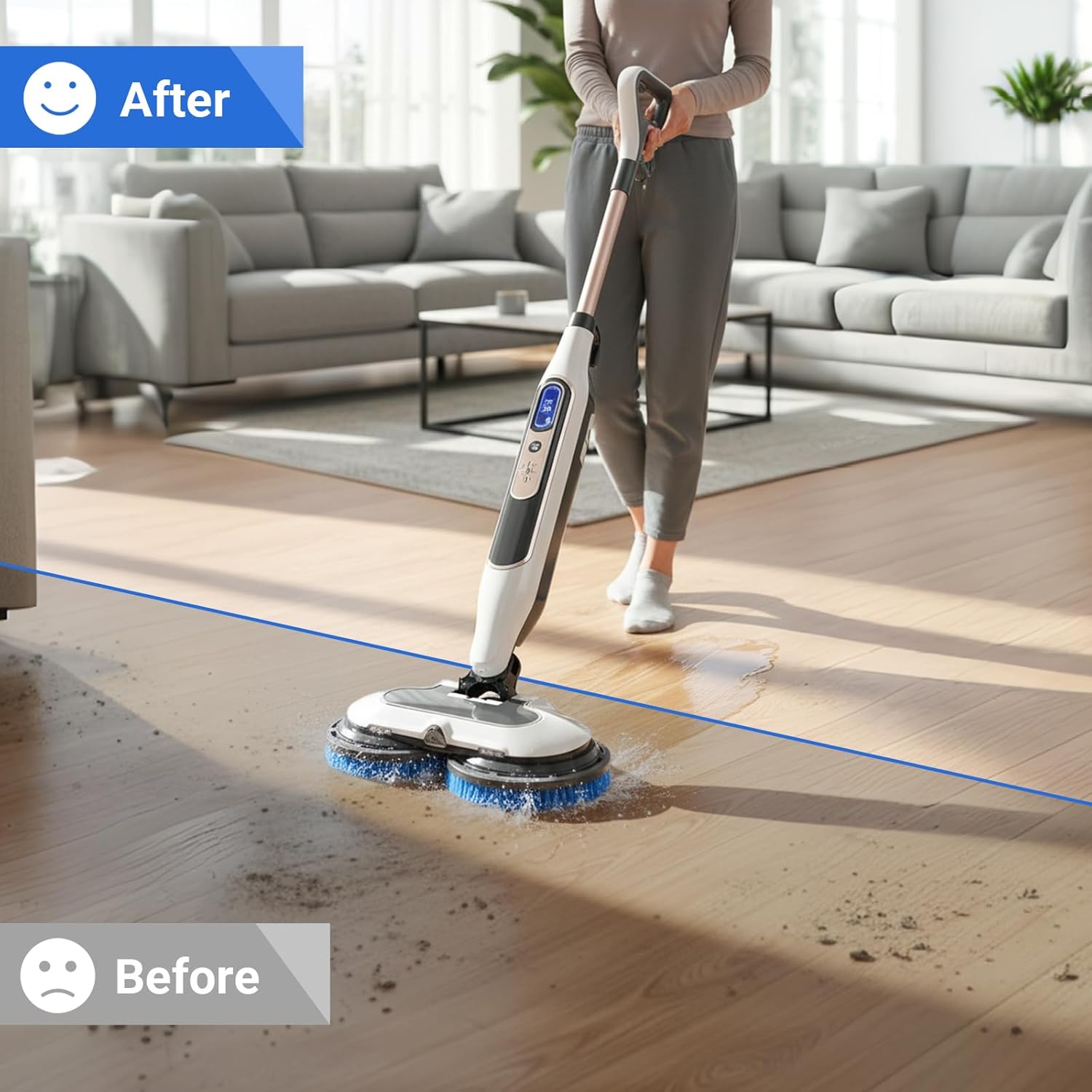 Brush for Shark Steam Mop, Upgraded Steam Mop Replacement Brush Heads for Shark Steam and Scrub Mop S7000/S7001/S8021/S8001 for Deep Clean Kitchens and Bathrooms (2 Blue Brush and 2 White Pads)