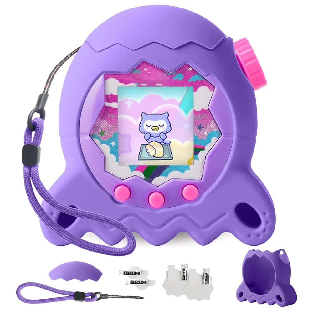 Silicone Case for Tamagotchi Paradise Electronic Pet, Protective Cover with Screen Protector and Lanyard for Tamagotchi Paradise Accessories