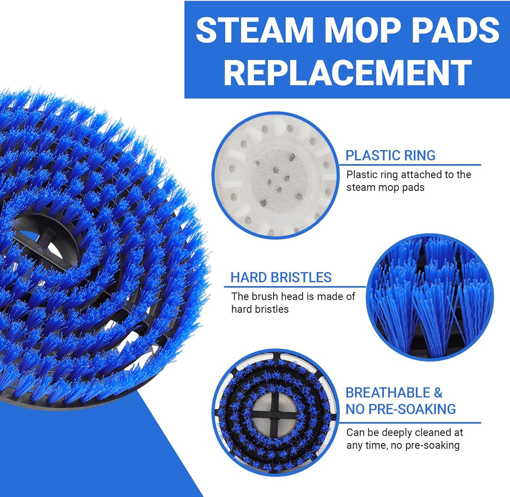 Brush for Shark Steam Mop, Upgraded Steam Mop Replacement Brush Heads for Shark Steam and Scrub Mop S7000/S7001/S8021/S8001 for Deep Clean Kitchens and Bathrooms (2 Blue Brush and 2 White Pads)