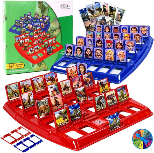 Guessing Board Game for Kids & Adults, Who is It, Dinosaur Animals for 2 Players, Fun Puzzle Game for Travel, Parties & Game Night