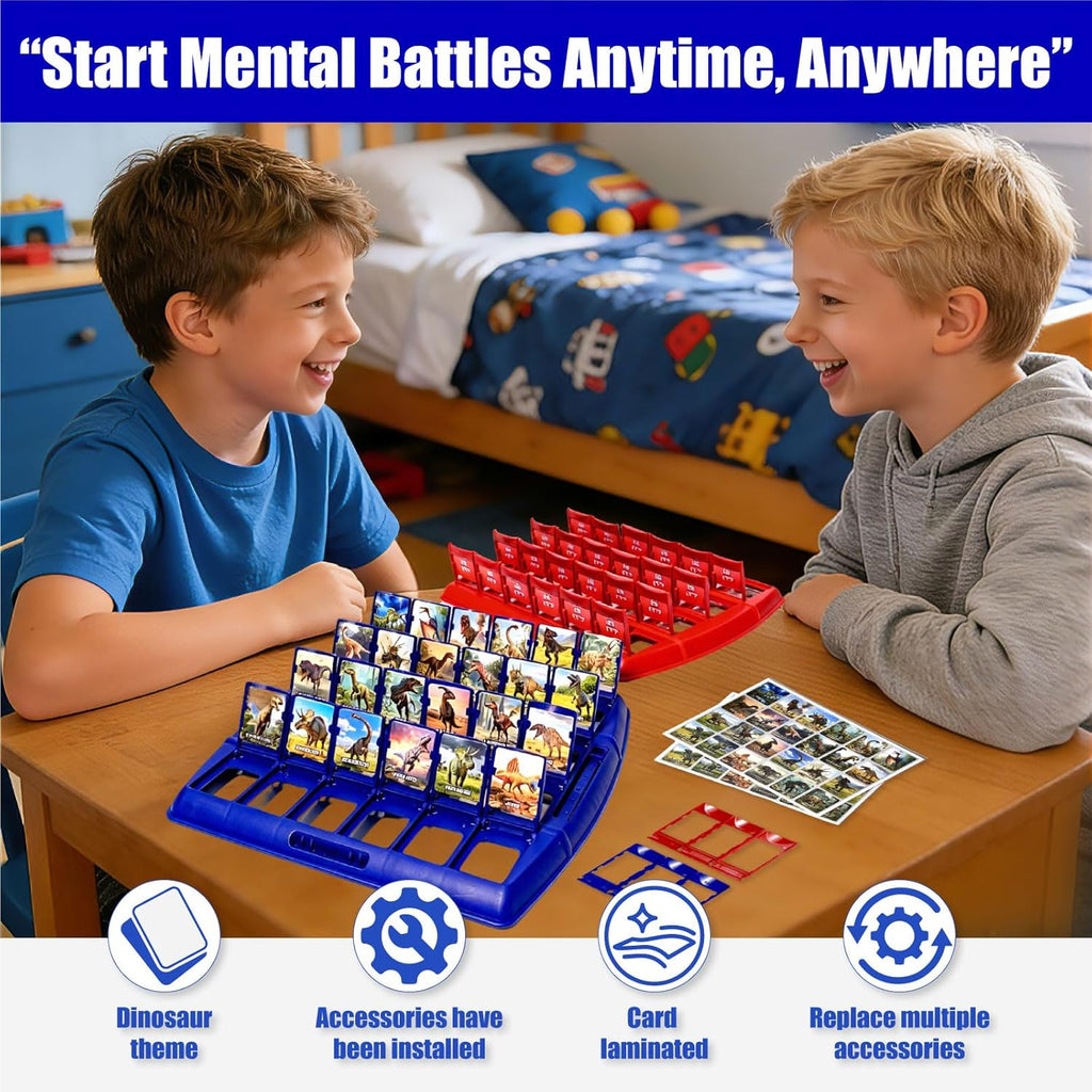 Guessing Board Game for Kids & Adults, Who is It, Dinosaur Animals for 2 Players, Fun Puzzle Game for Travel, Parties & Game Night