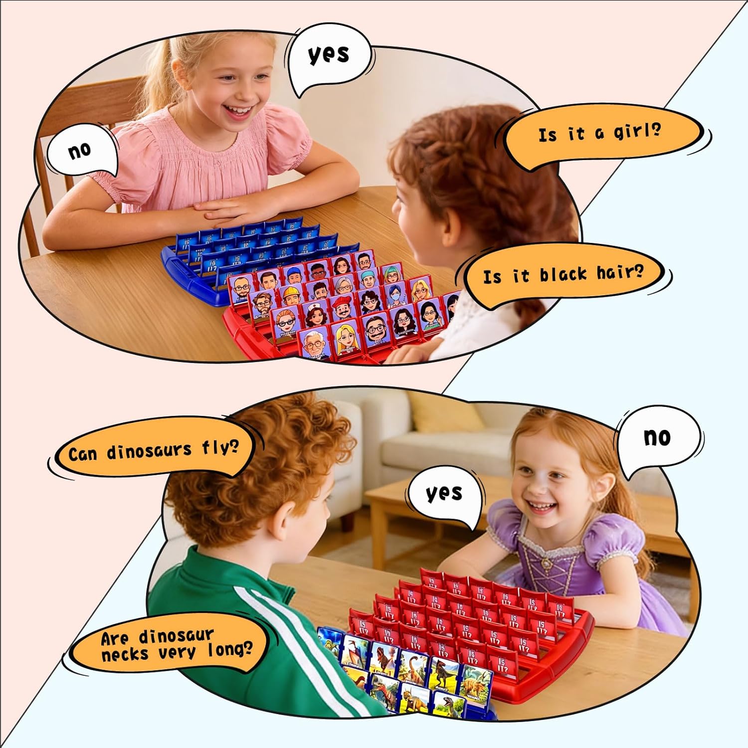 Guessing Board Game for Kids & Adults, Who is It, Dinosaur Animals for 2 Players, Fun Puzzle Game for Travel, Parties & Game Night