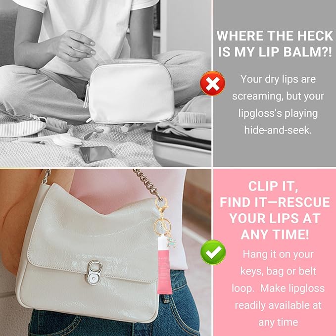 Lip Gloss Keychain for Summer Fridays 0.5 Oz Lip Balm keychain, lip gloss keychain, valentines day gifts（No Lip Balm）